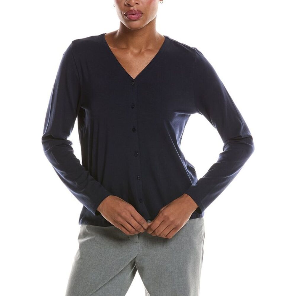 Eileen Fisher Womens  V-Neck Button Top